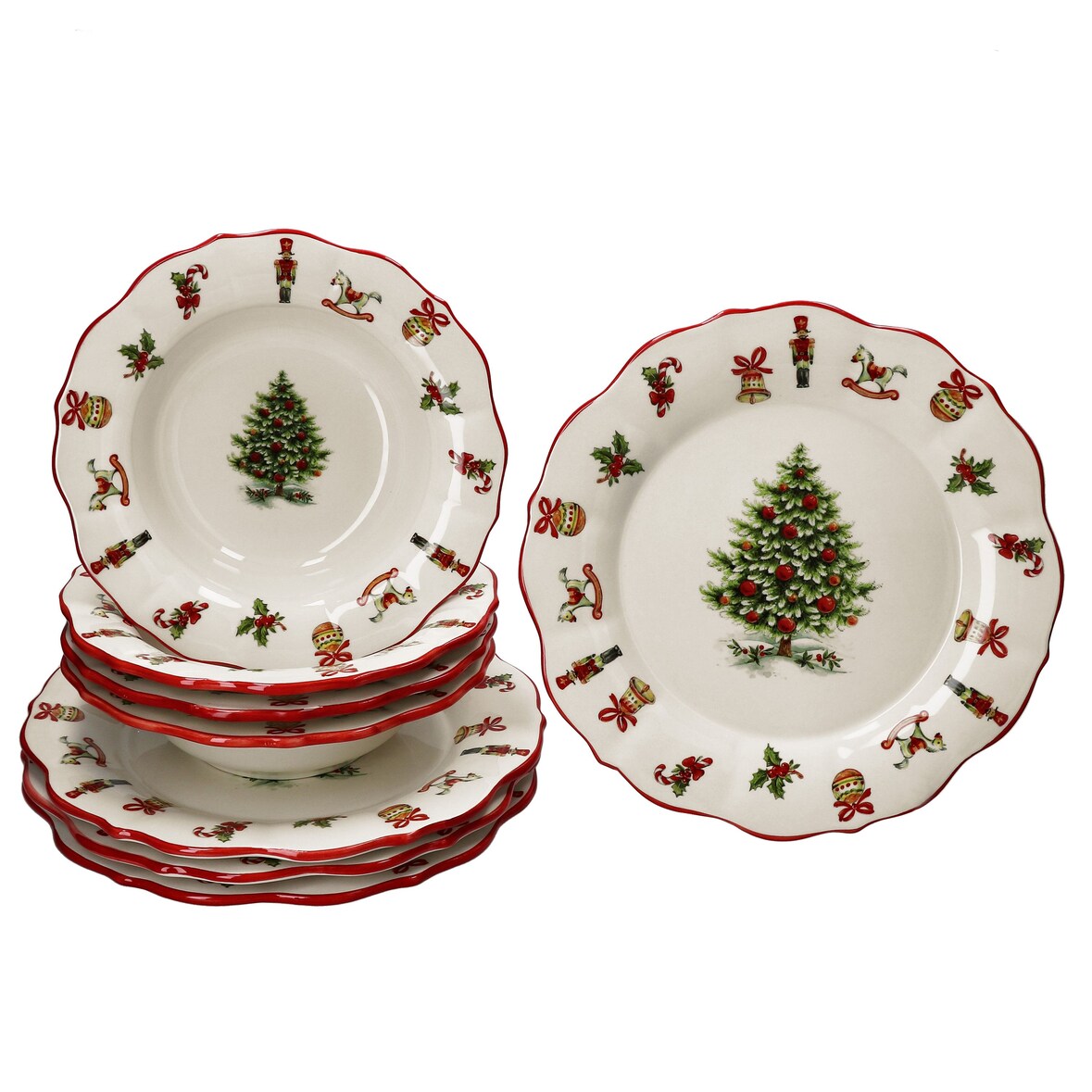 8tlg Tafelservice Maestro Natale Weihnachten für 4 Personen aus Keramik - 4x 965/23 & 4x 965/29