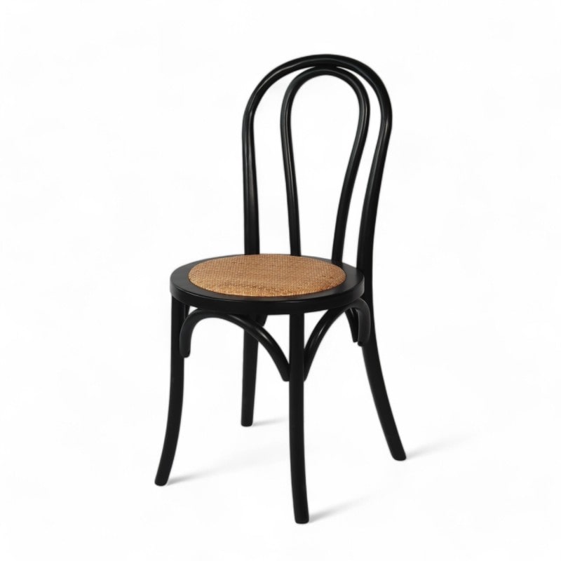 Chaise de bistrot LEVIS - Noire - Assise tressée