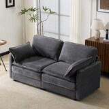thumbnail of 2-Sitzer-Sofa 85x176x75 Modernes Design, bequeme Sitzfläche, Holzrahmen, Kord-Stoff, Wohnzimmer Couch, Grau