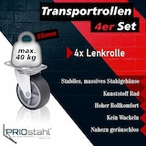thumbnail of PRIOstahl Lenkrollen 4 x Graue Rollen 50mm Möbelrollen Laufrollen drehbar für Möbel Bettkasten