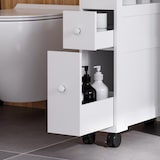 thumbnail of HOMCOM armario de baño con ruedas mueble de baño estrecho con 2 cajones y estante de almacenamiento 16x52x71,5 cm blanco