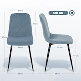 thumbnail of Juego de 4 sillas de comedor modernas sillas de cocina tapizadas en terciopelo con patas de acero para salón 45x54x87 cm azul claro