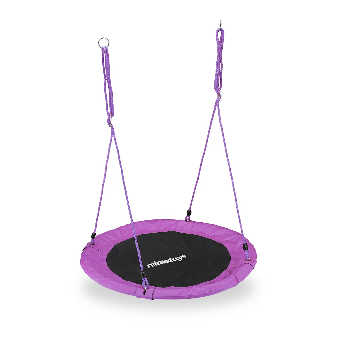 Relaxdays Nestschaukel, rund, für Kinder & Erwachsene, verstellbar, Ø 90 cm, Garten Tellerschaukel, bis 100 kg, lila