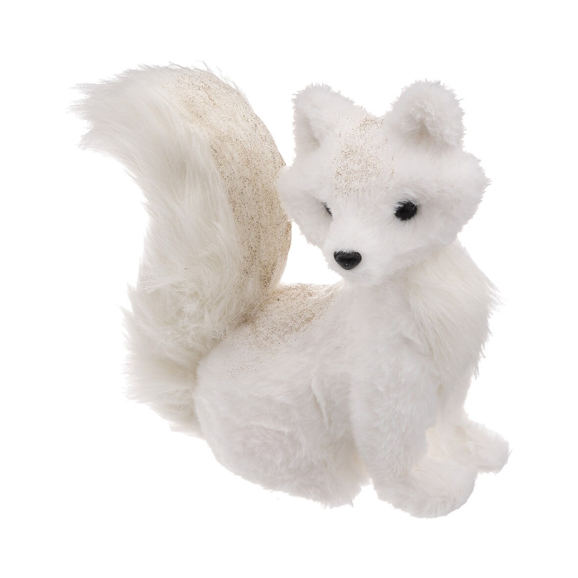 Déco de Noël Renard blanc avec paillettes 26 x 26 cm