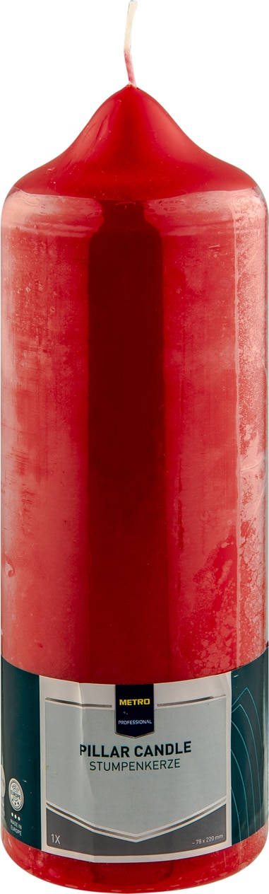 METRO Professional Candela a colonna, paraffina, 7,8 x 22 cm, circa 95 ore, rosso, 1 pezzo