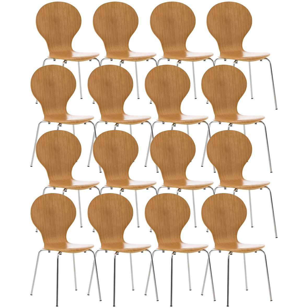 Set van 16 bezoekersstoelen Diego eik