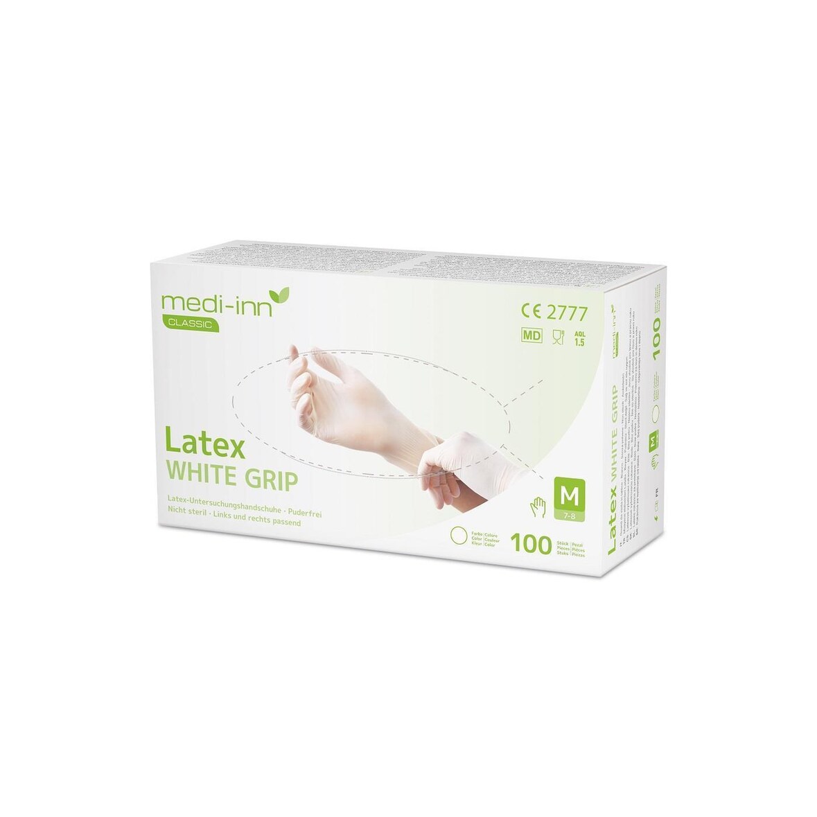 1000 Latexhandschuhe Medi-Inn White Grip - puderfrei - weiss - unsteril - Gr. S