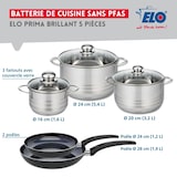 thumbnail of Set van 2 koekenpannen (24 en 28 cm) en 3 steelpannen (16, 20 en 24 cm) Elo Prima Brillant