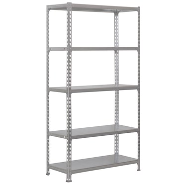 SimonRack Metalen stelling, 1800x900x400 mm, 5 niveaus, metalen legbord, 180 kg buigpunt, Grijs/Galvaniseerd - Simonclick