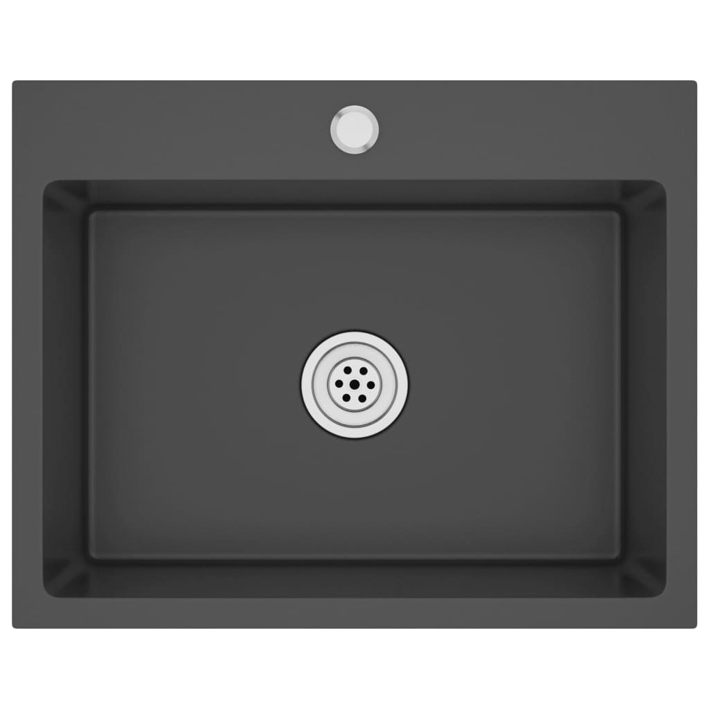 vidaXL Gootsteen handgemaakt roestvrij staal zwart