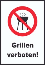 thumbnail of Grillen verboten Schild A2 Rückseite selbstklebend