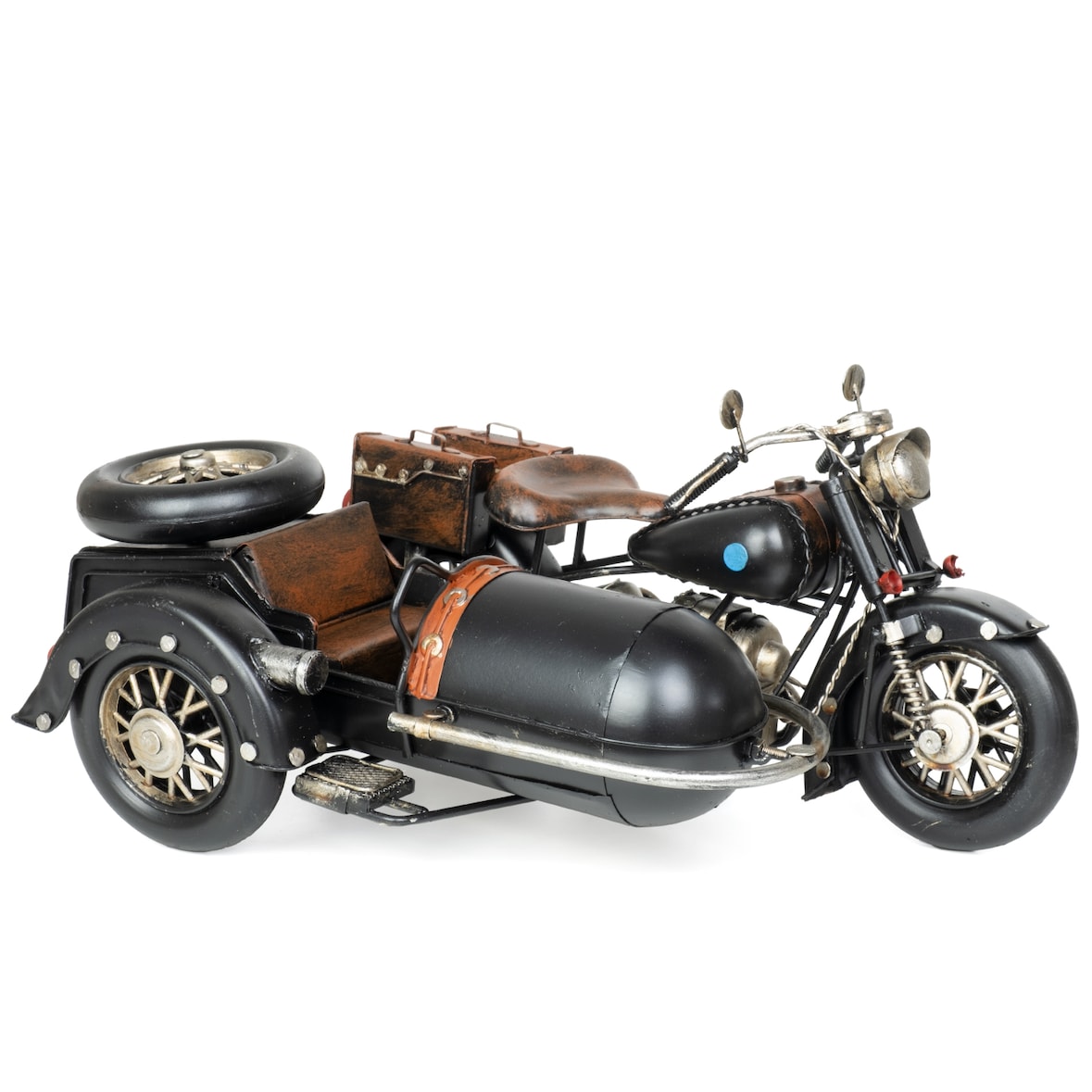 Moritz Motorad mit Beiwagen Chopper Oldtimer Motorrad Modell Metall Zinn Deko