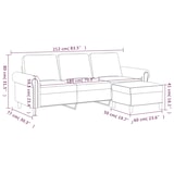 thumbnail of vidaXL 3-Sitzer-Sofa mit Hocker Hellgrau 180 cm Samt