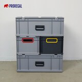 thumbnail of PROREGAL SparSet 3x Eurobox NextGen Seat Box Rot, HxBxT 26,5x40x60cm, 44 Liter, Griffe geschlossen, Schwarz, Eurobehälter, Sitzbox, Transportbox