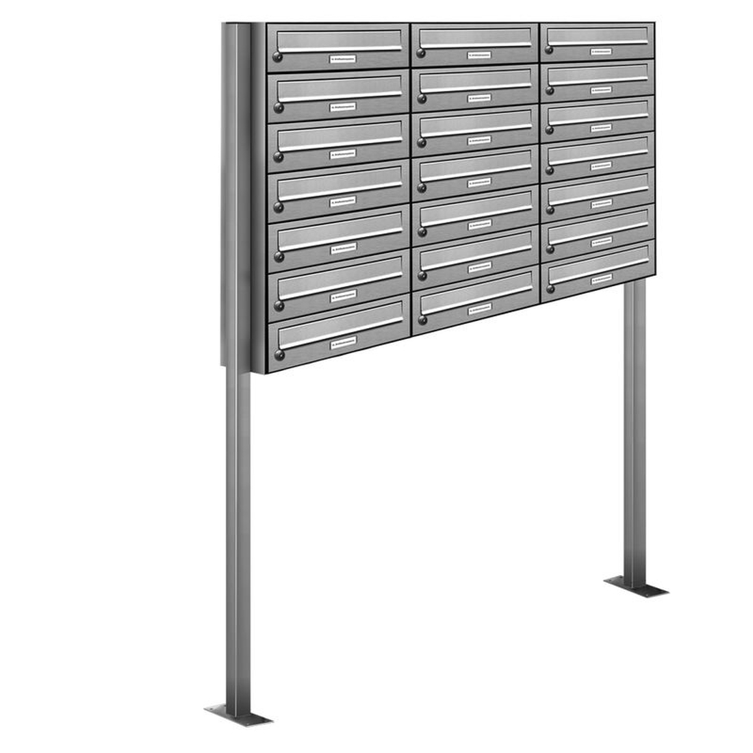 AL Briefkastensysteme 21 Fach Premium Edelstahl Stand Briefkasten Anlage für Post A4 modern, robust, wetterfest, Artikelnummer: 132T21S3