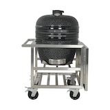 thumbnail of METRO PROFESSIONAL Barbacoa de carbón vegetal kamado Naggado Pro, 140 x 91 x 127 cm, mesa lateral plegable y ruedas, cerámica/ acero inoxidable, negro
