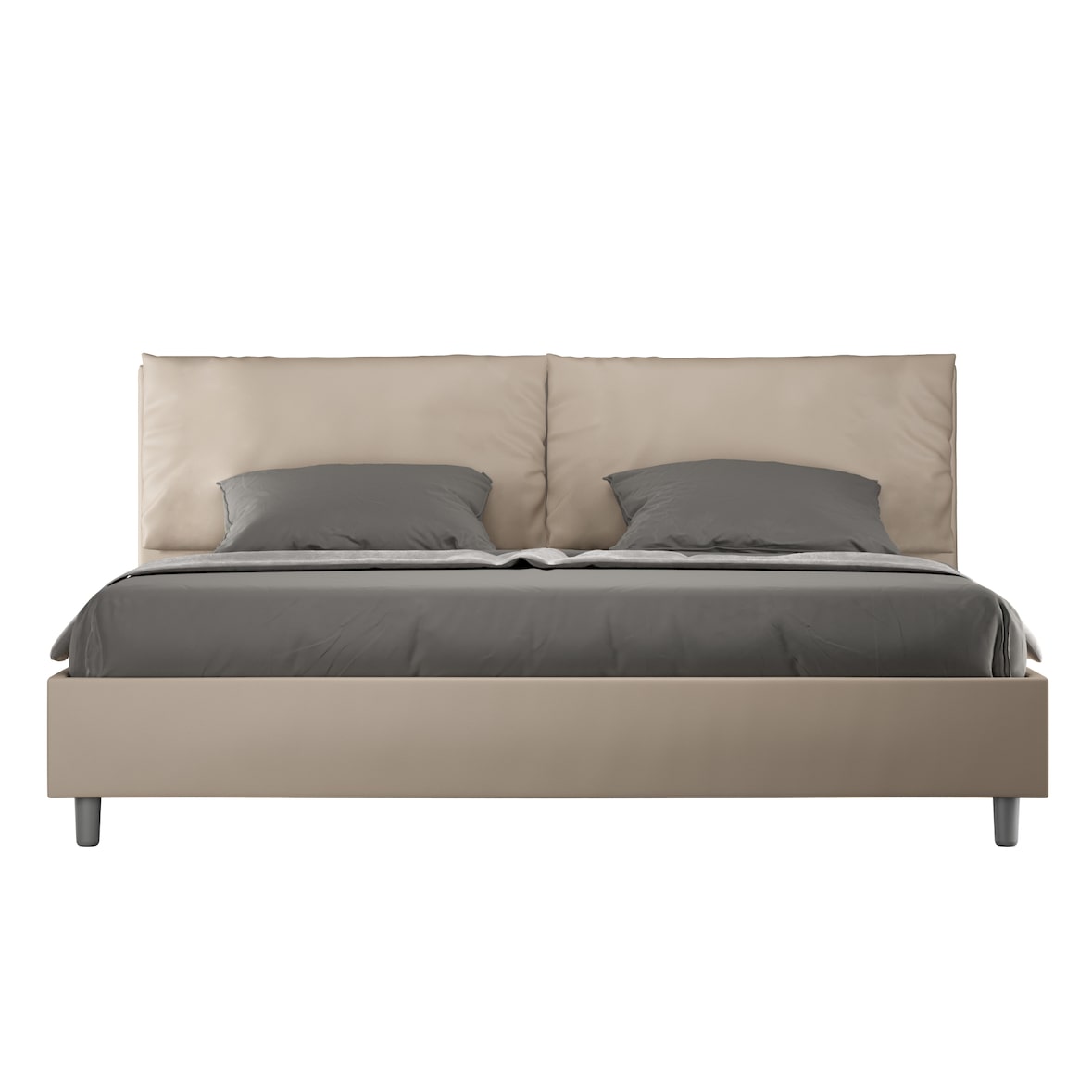 Letto matrimoniale king size contenitore imbottito 200x210 similpelle tortora Antea Large