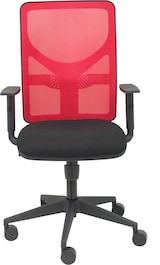 thumbnail of Cadeira Motilla, braços reguláveis e altura regulável em vermelho e assento estofado em tecido BALI preto