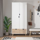 thumbnail of Armadio a Due Ante in Legno con 1 Ripiano e 2 Cassetti, Bianco