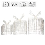 thumbnail of ECD Germany 3er Set LED Geschenkboxen Gold, 90 warmweiße LEDs, IP44 wasserdicht, Metall, Weihnachtsdeko Innen/Außen, beleuchtete Geschenkboxen