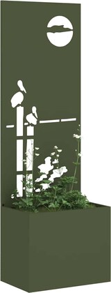 thumbnail of vidaXL Blumentopf mit dekorativem Paneel Olivgrün 50 x 140 cm