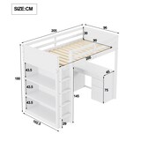 thumbnail of Hochbett 90×200 cm mit Stauraum Computertisch Modulbauweise Platzsparend Lattenrost Weiß Holz robust modernes Design