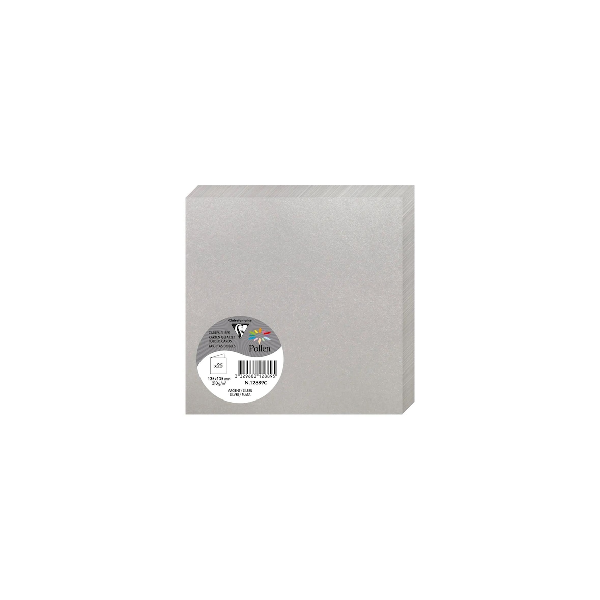 Pollen 250x Doppelkarte Pollen 135x135mm 210g - Silber 12889C