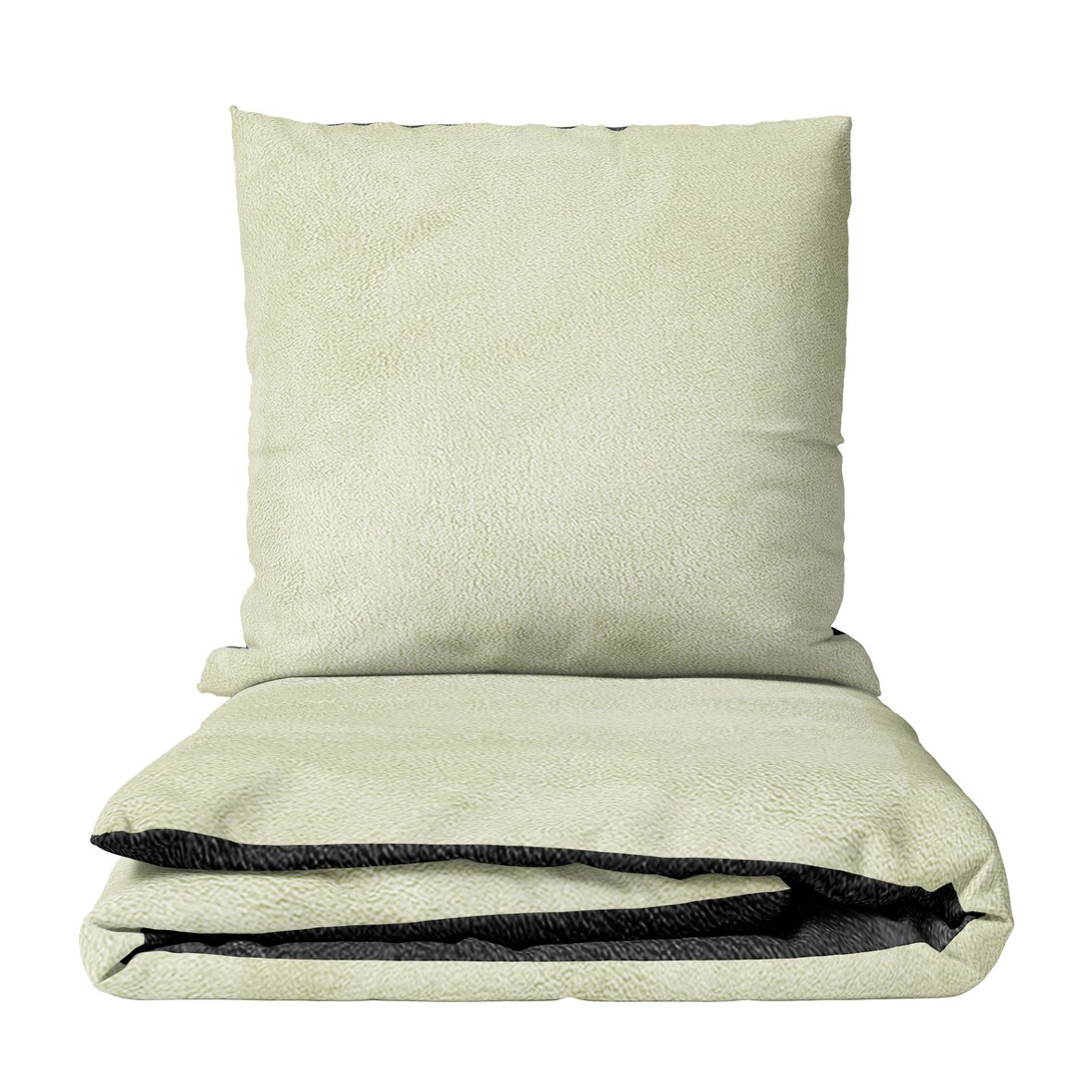 Bettwäsche 135x200 cm Fleece Beige Anthrazit Wendeseite Winter warm