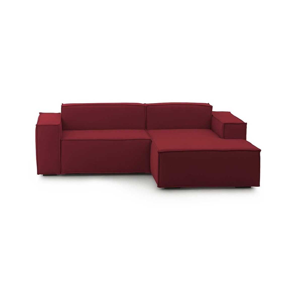 Dmora Divano fisso Patrizia, Divano componibile a 2 posti con penisola destra, 100% Made in Italy, Sofà moderno in tessuto, Cm 220x170h70, Rosso