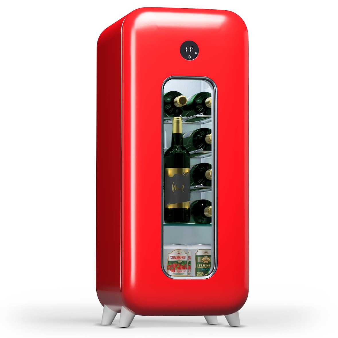 Klarstein Shirley 15 Uno Weinkühlschrank 15 Flaschen 5 - 20 °C Touch Retro Rot