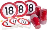 thumbnail of Einweggeschirr 18. Geburtstag Verkehrsschild Geburtstagsdeko Partyset Party Deko Set rot weiss Dekoration Zahl volljährig Frau Mann