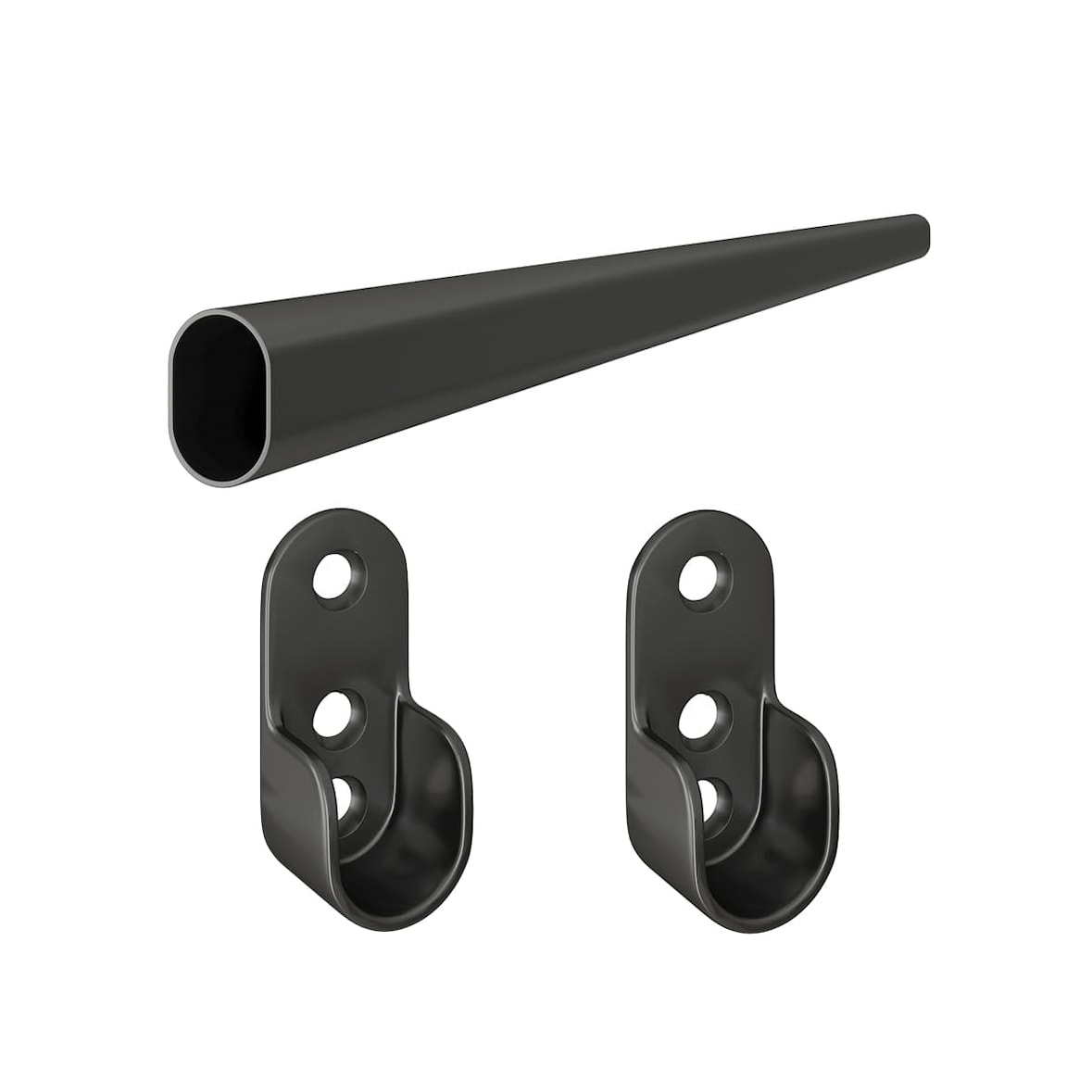 Wandhalter Schrankstange Kleiderstange Schwarz oval Garderobenstange 1,15 Meter