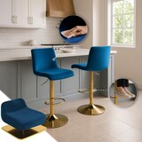 thumbnail of CHEFGASTRO Barhocker MAUI Samt G HxBxT 83x39x36cm Samt Blau Barstuhl