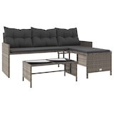 thumbnail of vidaXL Gartensofa in L-Form mit Tisch und Kissen Grau Poly Rattan