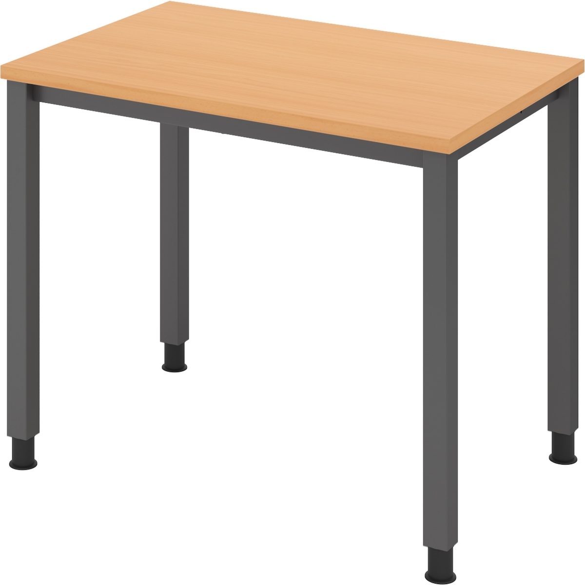 bümö manuell höhenverstellbarer Schreibtisch 120x80 cm in Buche, Metall-Gestell: Graphit - PC Tisch höhenverstellbar & belastbar bis 140 kg, Büro-