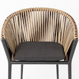 thumbnail of METRO PROFESSIONAL  Fauteuil de terrasse TRIBU, empilable, aluminium / rotin PE, 63 x 63 x 76 cm, coussin inclus, gris foncé