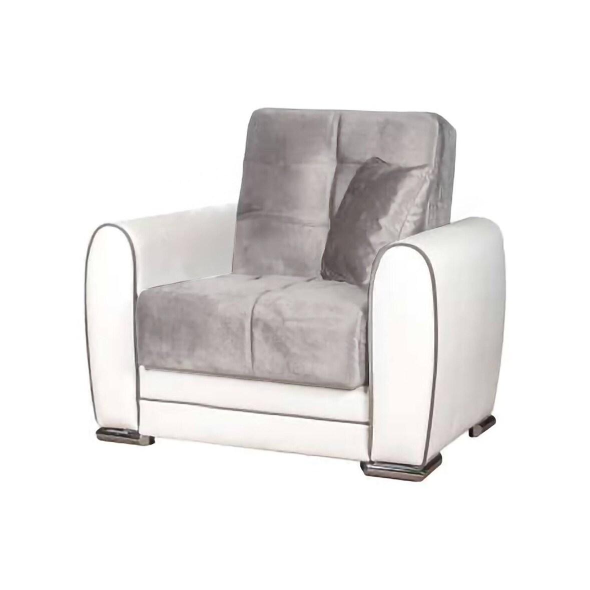 Dmora Divano letto Enrique, Poltrona contenitore da salotto, trasformabile in letto , 97x84h91 cm, Bianco e Grigio Chiaro