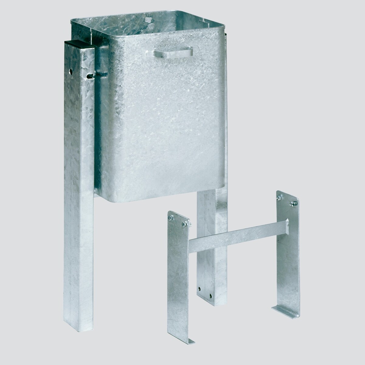 PROREGAL Klassischer eckiger Abfallsammler für Außenbereich | zum Einbetonieren | HxBxT 99x41x28cm | Feuerverzinkt | Mülleimer Abfalleimer Müllkorb