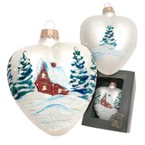 thumbnail of Herz mit verschneitem Haus, Silber Satin, 10cm