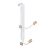 thumbnail of Relaxdays Türhaken 5er Set, skandinavisch, Vierfachhaken Tür, Garderobe Eisen & Holz, HxBxT: 19 x 9 x 8 cm, weiß/natur