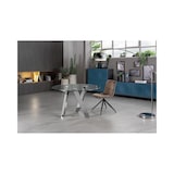 thumbnail of Mesa fija Rondò en cristal templado y patas cromadas grises