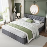 thumbnail of Polsterbett 140x200 Grau mit Hydraulikfunktion,Samt Elegantes Bett mit Stauraum und Knopfoptik Doppelbett für kleine Schlafzimmer Boxspringbett Grau