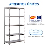 thumbnail of SimonRack Estantería Metálica, 1800x900x500 mm, 5 Alturas, Bandeja Metal, 180 kg de Punto Flexión, Galvanizado - Simonclick