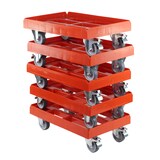 thumbnail of Transportroller für Kisten 60 x 40 cm mit 2 Bockrollen und 2 Bremsen rot