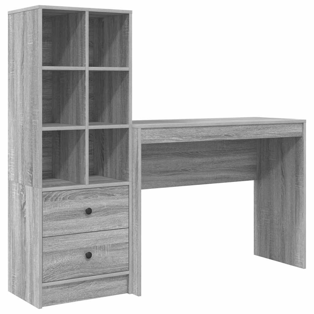 vidaXL Schreibtisch mit Schubladen 2 pcs Graues Sonoma
