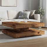 thumbnail of Table basse rotative à 360 degrés vieux bois 90x90x34,5 cm Modèle Élégance Chic