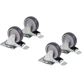thumbnail of 4 x Lenkrollen mit Anschraubplatte und Bremse – 100 mm – Gummi – spurlos – Transportrolle