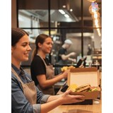 thumbnail of Lunch-Box 750ml 450 Stk, to go, take away, biologisch abbaubar, natürliches Design, weiße Innenschicht