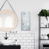 thumbnail of Relaxdays Medizinschrank, 4 Fächer, HBT: 57 x 27 x 12 cm, abschließbarer Medikamentenschrank, Edelstahl, Glastür, silber