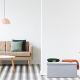 thumbnail of Relaxdays Sitzbank mit Stauraum, Samt, 80 L, Flur, Wohnzimmer, gepolstert, faltbar, Truhenbank, 38x77x39 cm, hellgrau